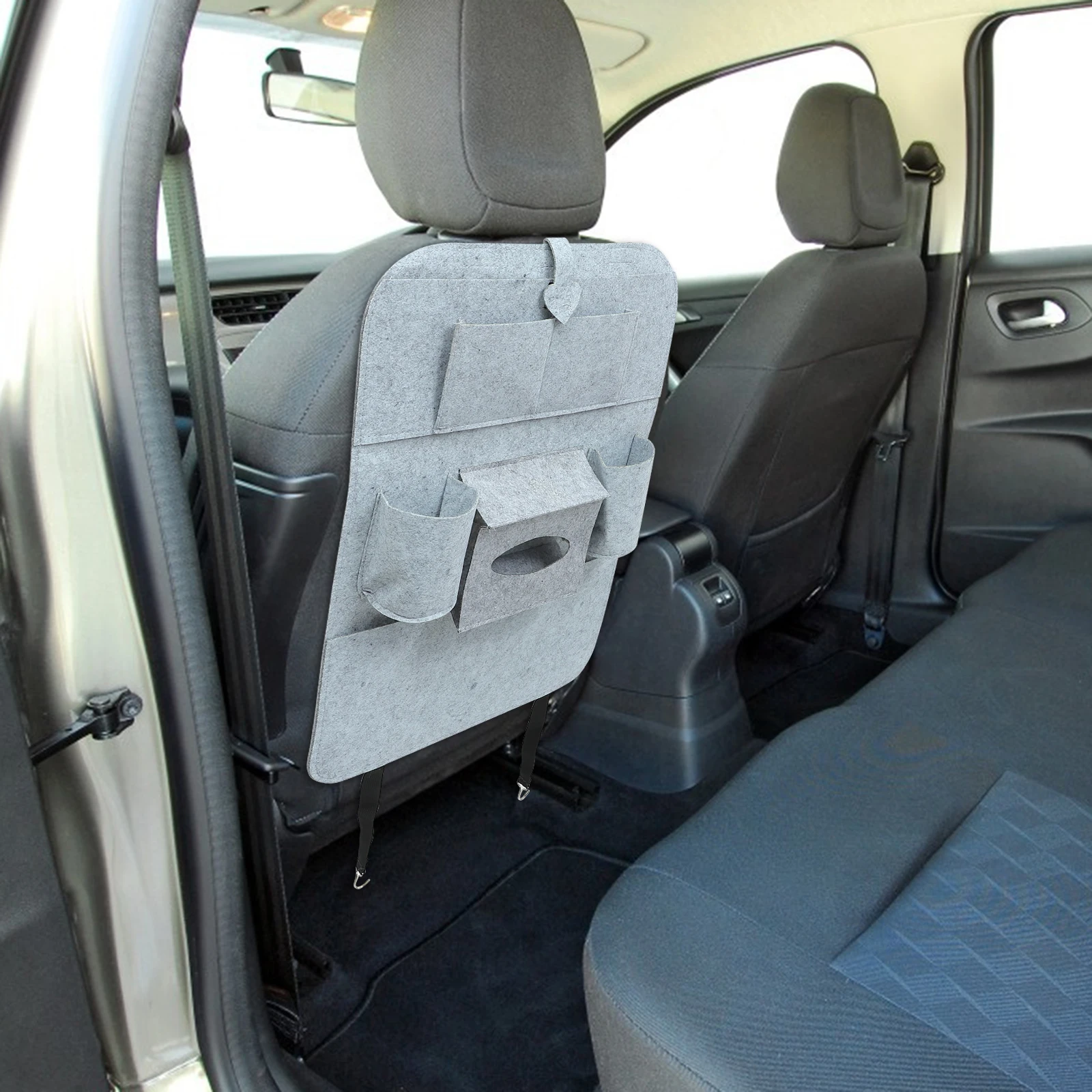 

2Pcs Car Seat Storage Bag Hanging Back Pocket Felt Material Organizer Travel Multifunctional Auto Extra Space Easy Installation