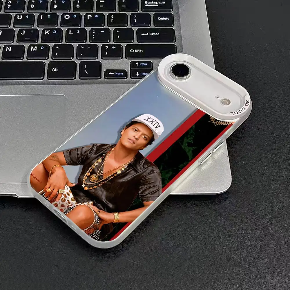 B-Bruno M-Mars Singer جراب هاتف آيفون 17 16 15 14 13 12 11 Pro Max Air Matte Laser Aurora مقاوم للصدمات Funda #4