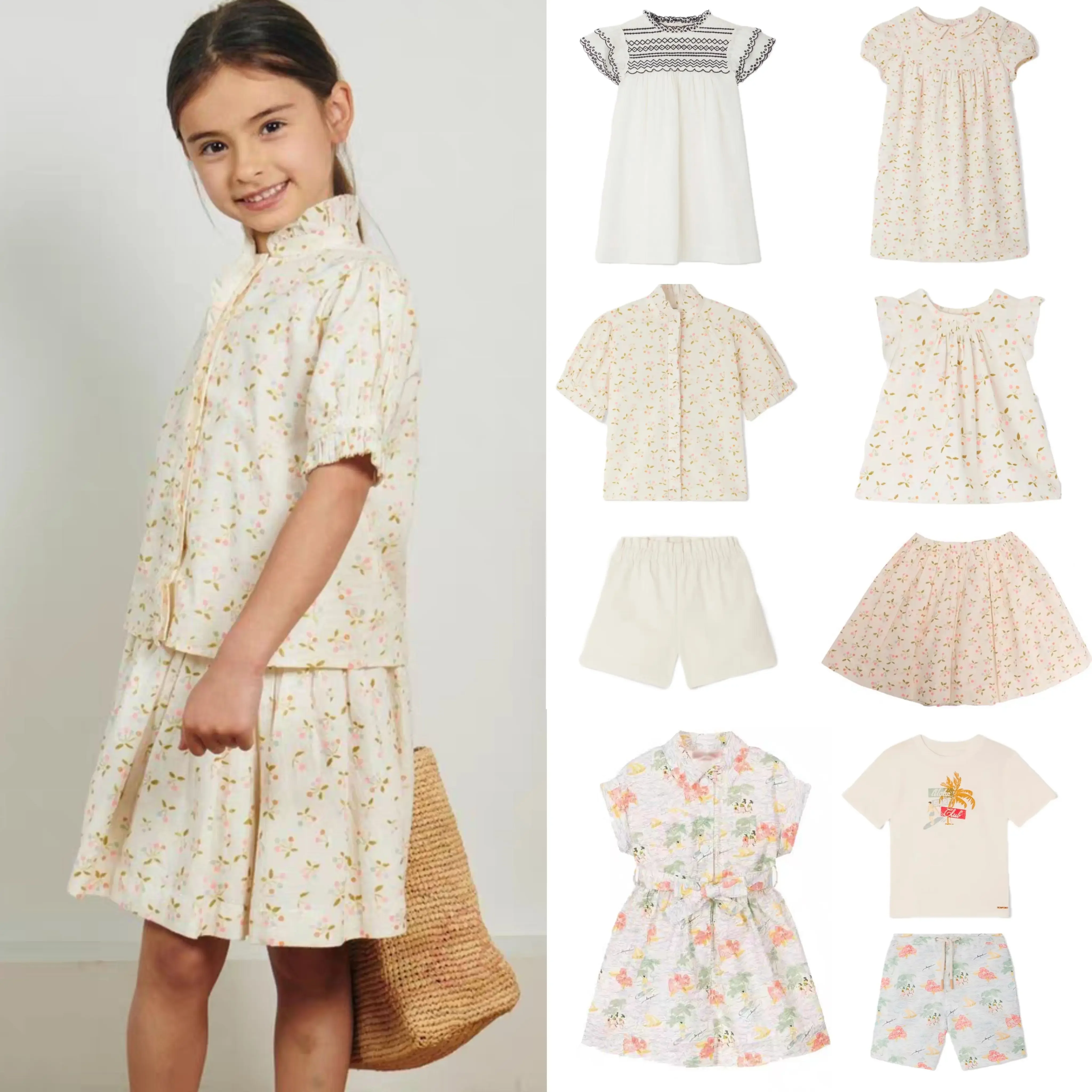 Одежда для девочек, бренд BP, новинка 2025, летние модные детские футболки, платья с цветочным узором для маленьких девочек, вечерние повседневные детские одежды принцессы