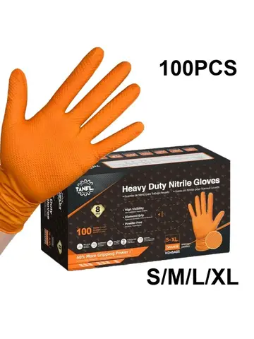 2-100PCS Heavy Duty Disposable Nitrile Gloves 8Mil Extra Thick Mechanic Glove with Textured Grip Antislip Safety Work Gloves