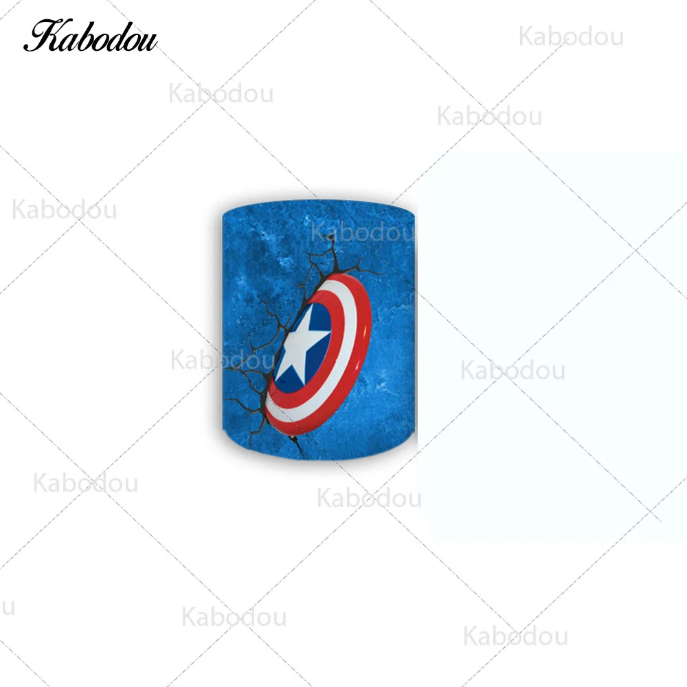 Marvel Avengers Circle Photo Backdrop Boys Happy Birthday SuperHero Theme Round Photography Background Cylinder Covers