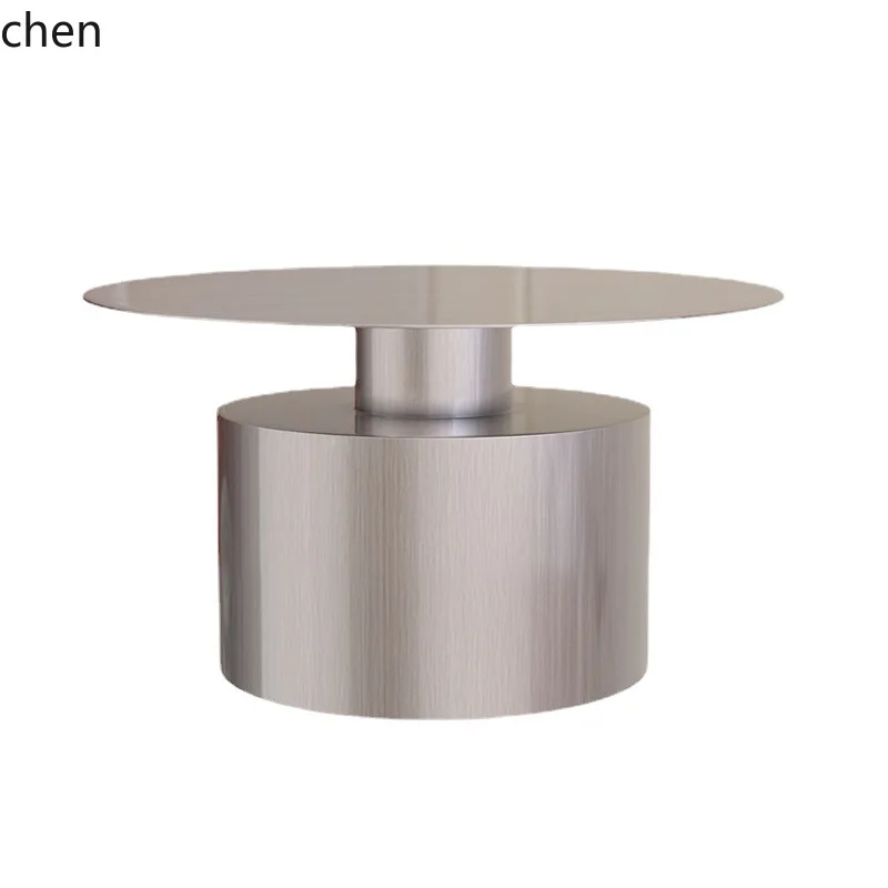 CZ Modern Stainless Steel Combination Coffee Table Small Apartment Home Living Room Sofa Small Round Table Meeting Table