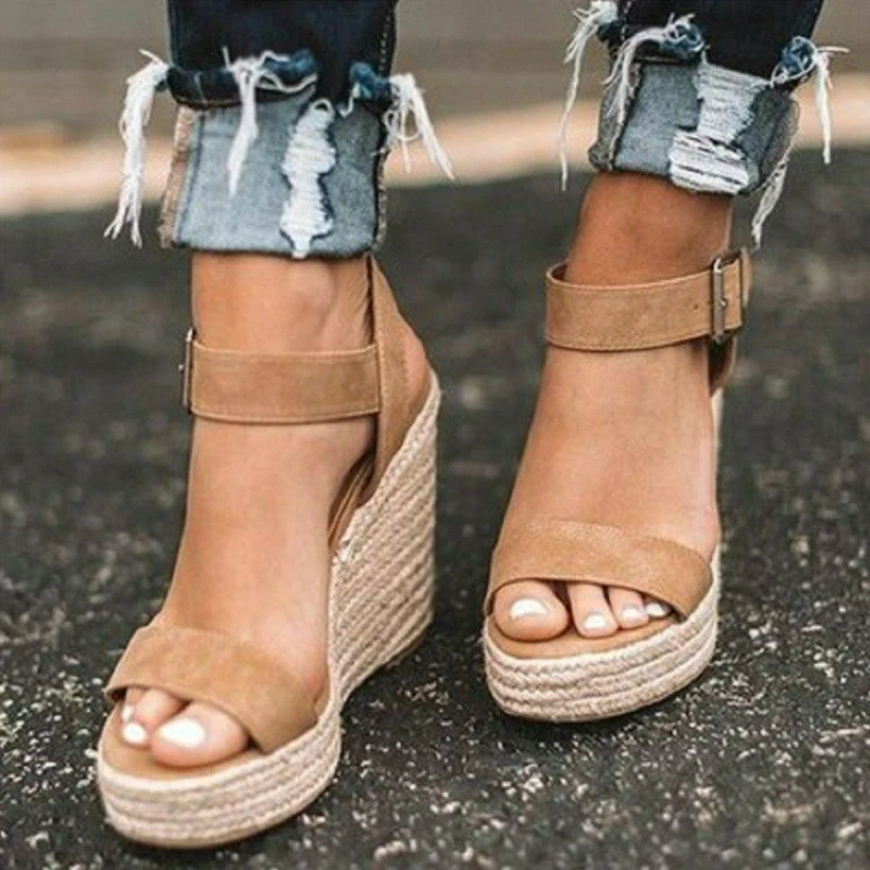 

Women's Sandals Wedges Sandals Summer Party Platform High Heels Fish Mouth Outdoor Casual Sandals Buckle Plus Size Women Shoes