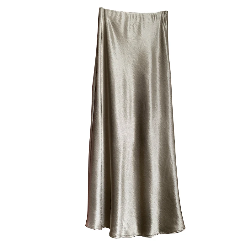 2026 New Arrivel High Waist Solid Satin Women's Mermaid Wrap Skirts Korean Party Casual A-line Fishtail Long Skirts For Female