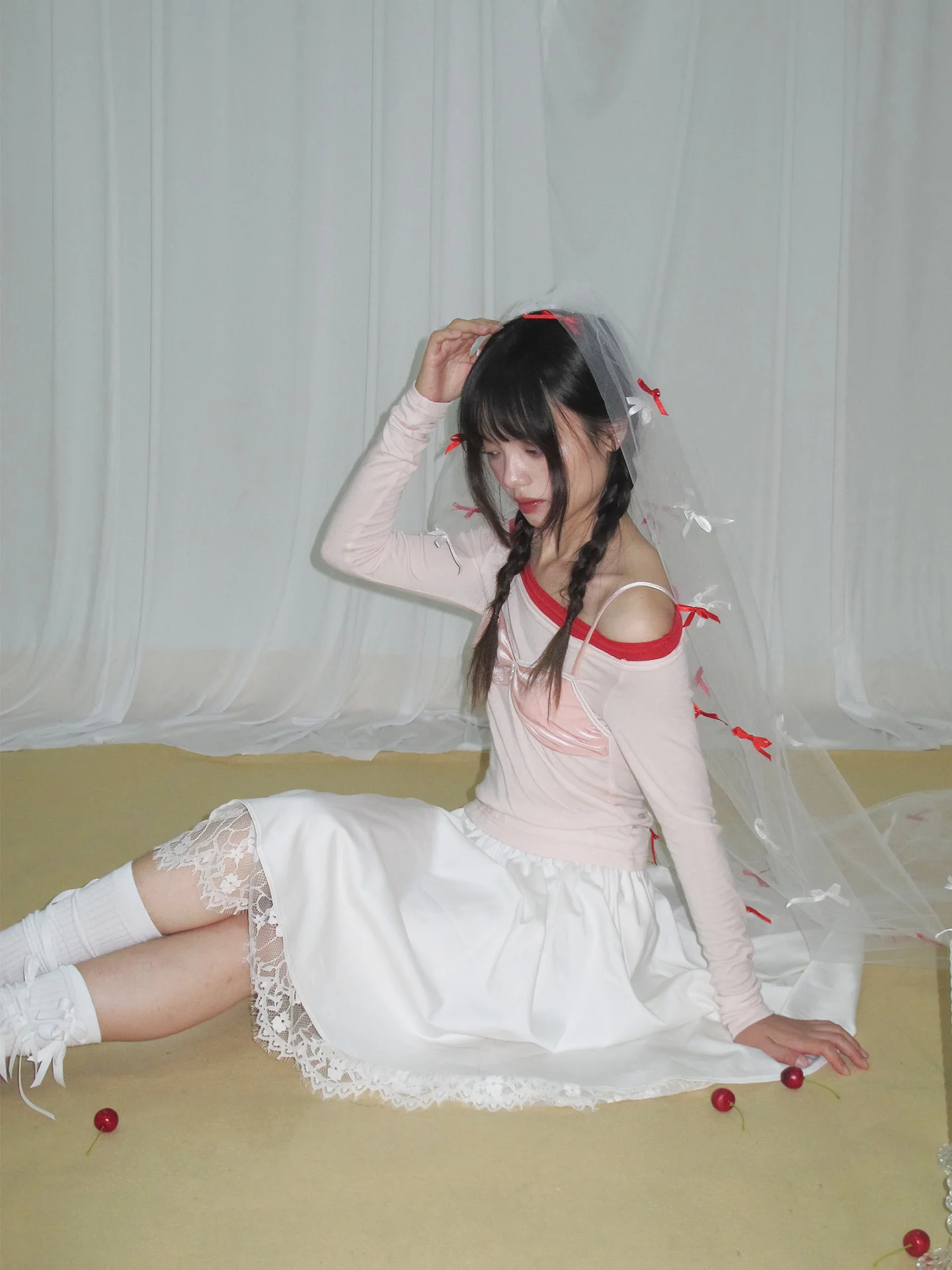 

Piapino Original Design Ballet Sle Fake Two-Piece One-oulder Wool Knitted Long Sve Top for Ladies