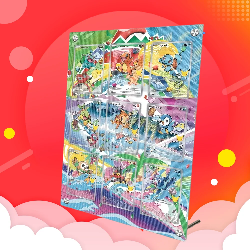 Anime Ptcg Squirtle Bulbasaur Charmander Card Extended Art Psa Display Case Collection Card Extended Painting Display Rack Gift