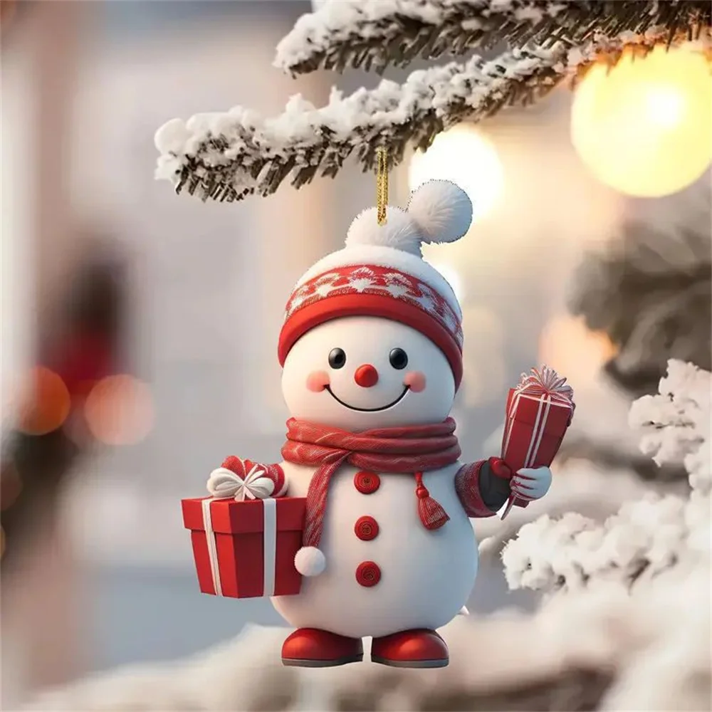 

Christmas Pendant Ornament Cartoon Snowman With Gift Box Car Hanging Home Xmas Tree Pendant Home Outdoor Christmas Decoration