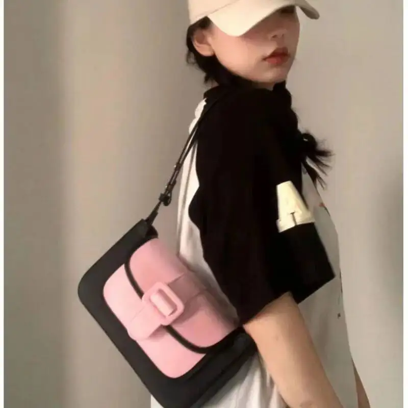 Bloom Sweet Cute Y2k Handbag Wallet Women 2025 New Hot Girls Patchwork Pink Messenger Bag Female Retro Casual Crossbody Bags