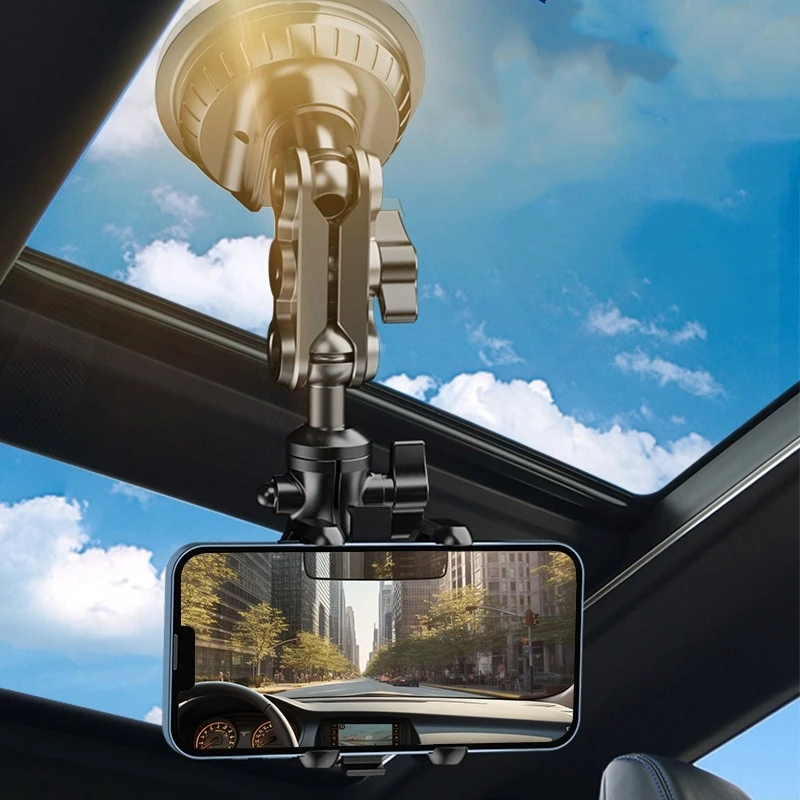 Car Phone Holder Shooting Car Two In One Strong Suction Cup Multi Angle Adjustable Aluminum Alloy Clip Holder image 5
