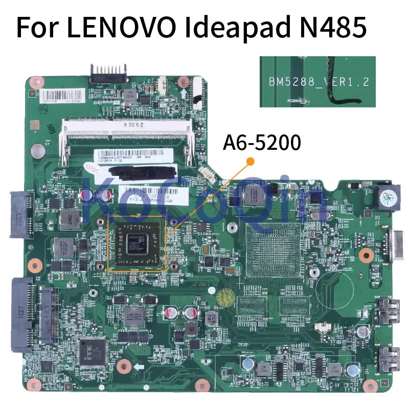 

BM5288_VER1.2 For LENOVO Ideapad N485 Notebook Mainboard 90003444 90003444 A6-5200 DDR3 Laptop Motherboard Tested