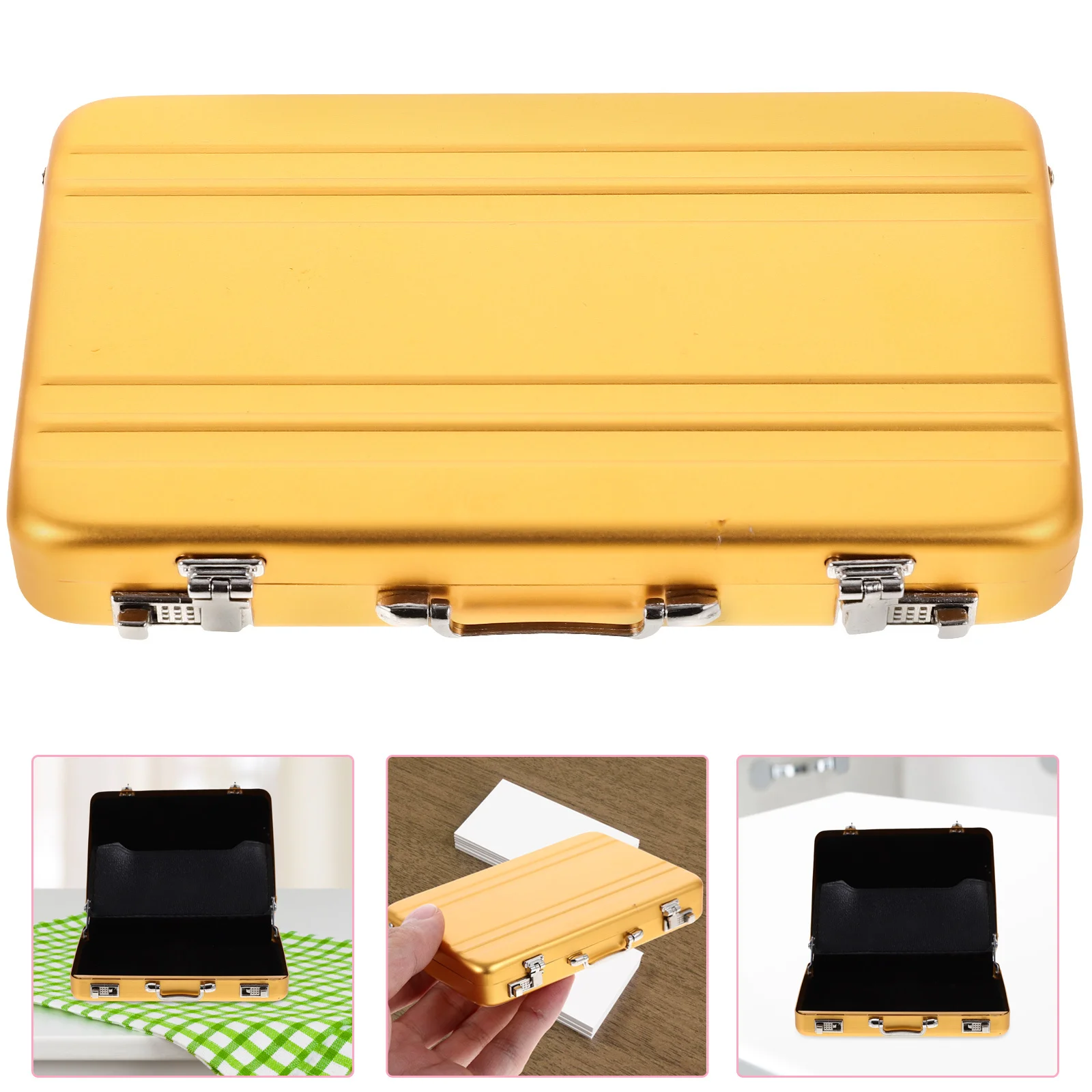 

Metal Card Case Mini Briefcase Solid Storage Box Large Capacity Business Cards Organizer Office Supplies Visiting Cards Holder