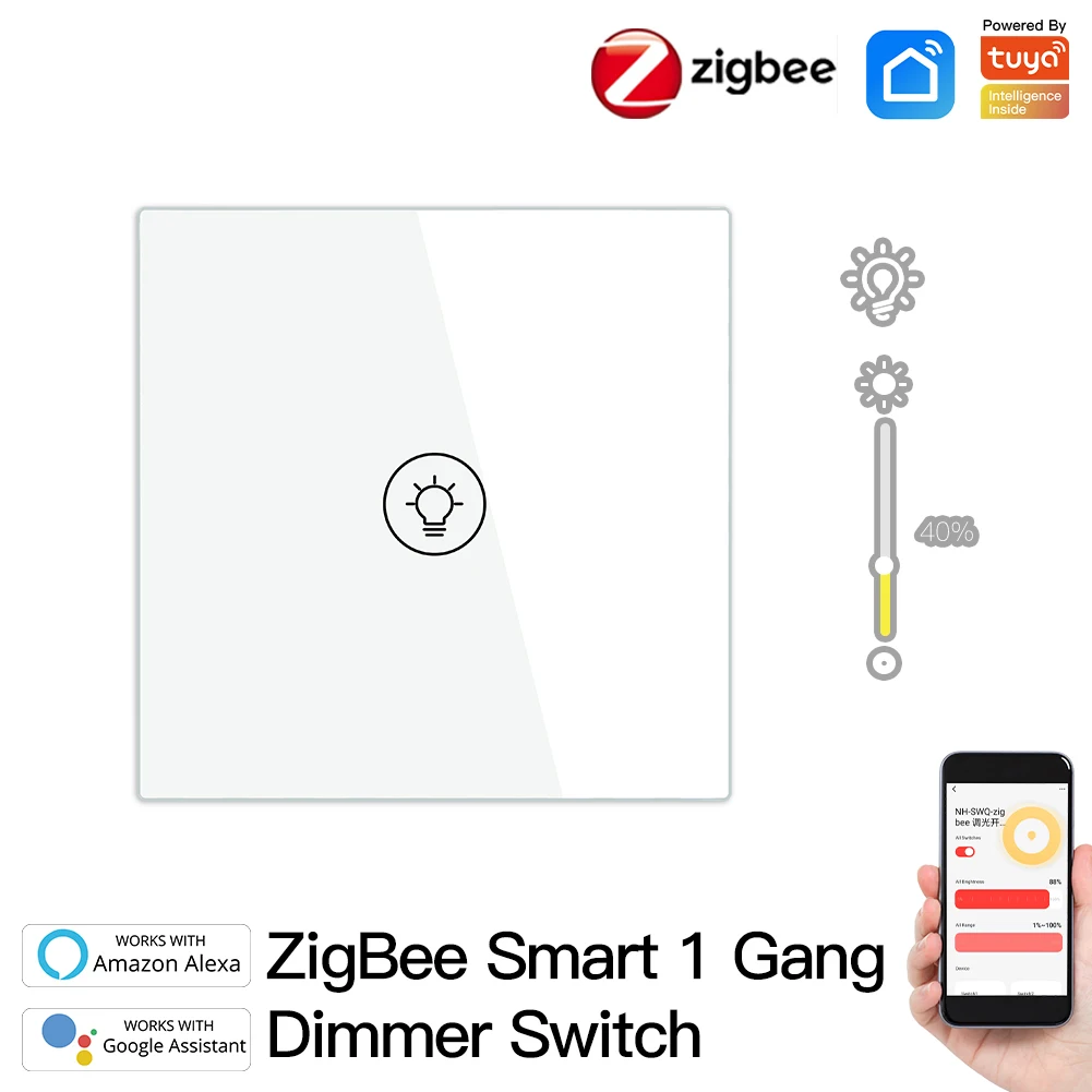 Zigbee smart 1 gang dimmer switch tuya control for smart home automation interruptor inteligente smart touch switch wifi