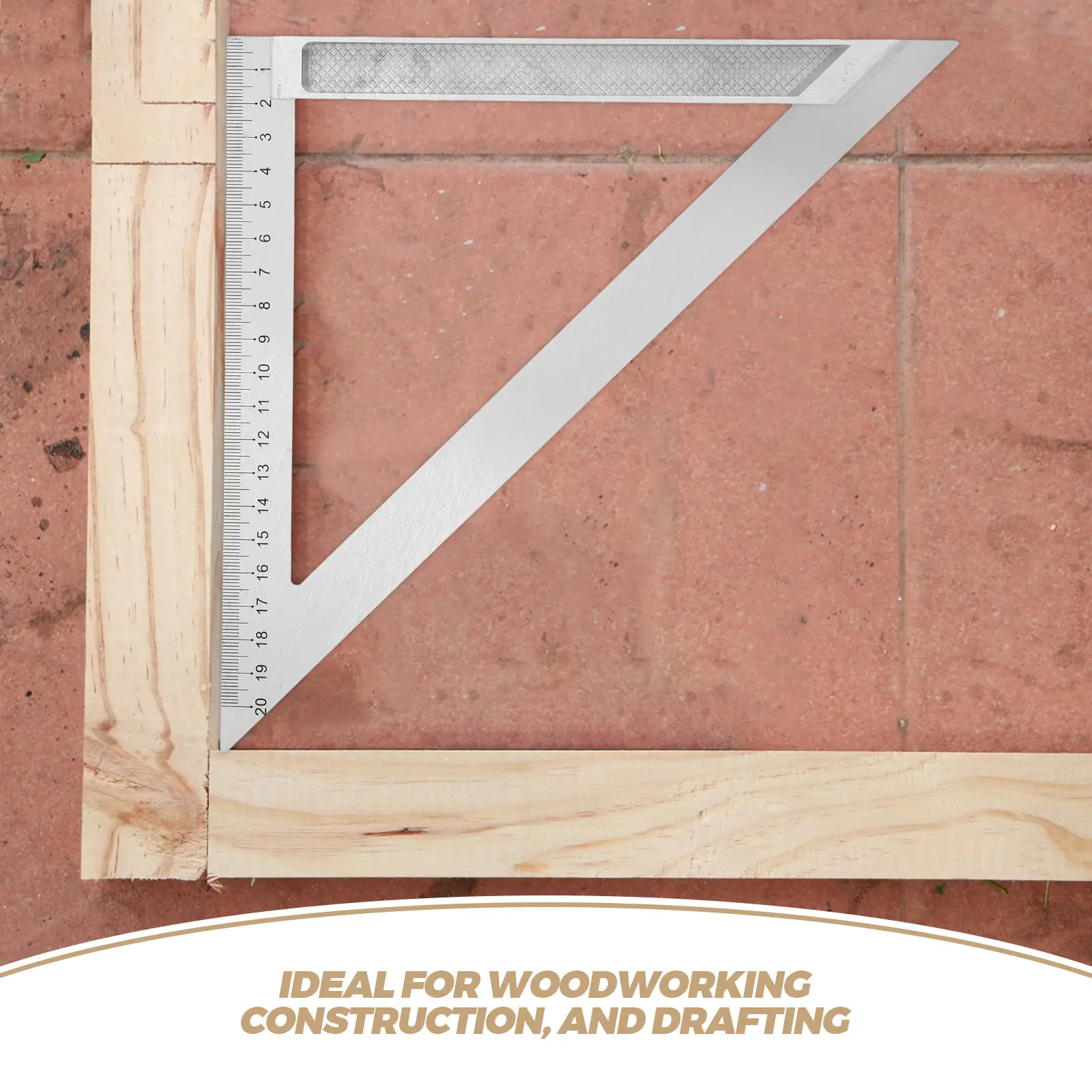 Aluminum Alloy 200Mm Wide Base 90 Degree Triangle Ruler Precision Measuring Tool for Woodworking Construction Metric Scribing