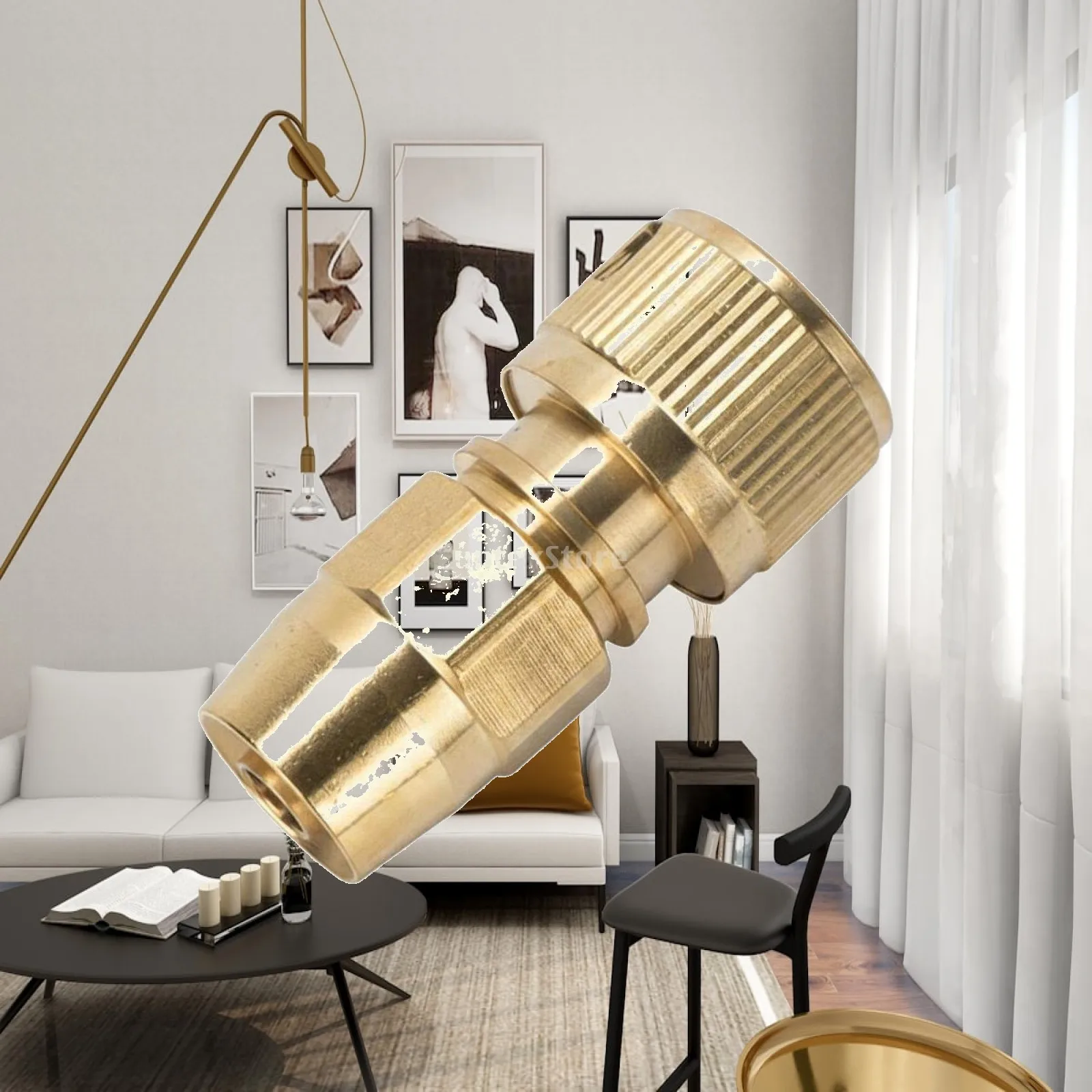 Brass Water Hose Quick Connector Enhanced Grip Metal Pipe Coupling Fitting for Tap Adapter in Lawn or Outdoor Use