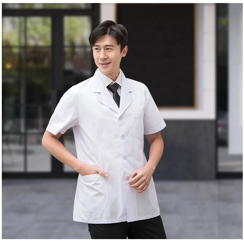 Workwear Mens Tooth Health Check Work Uniform Suits Medical Doctor Suits Short Sleeve Cotton Hospital Lab Doctor