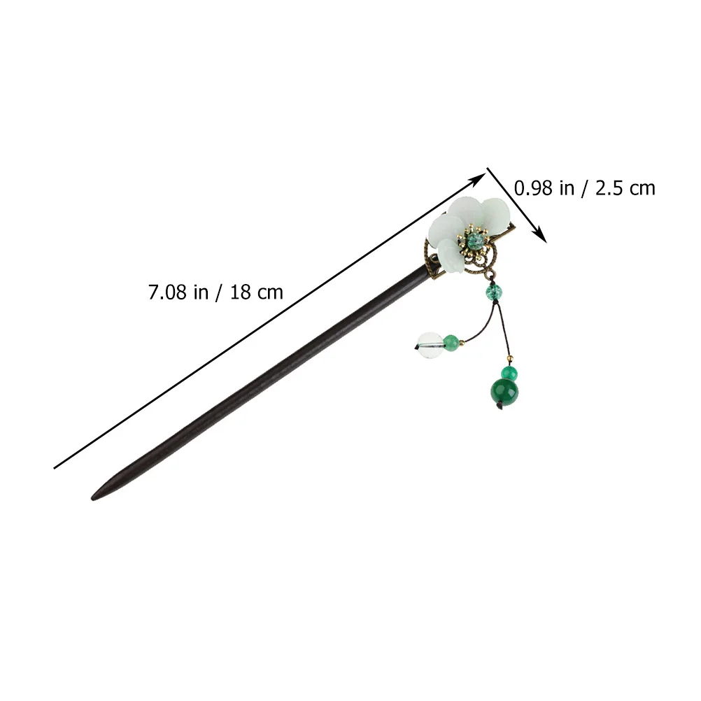 

1pc Vintage Flower Hairpin Premium Wooden Hair Stick Retro Fork Elegant Chic Design Azure Stone Decorative for Hanfu