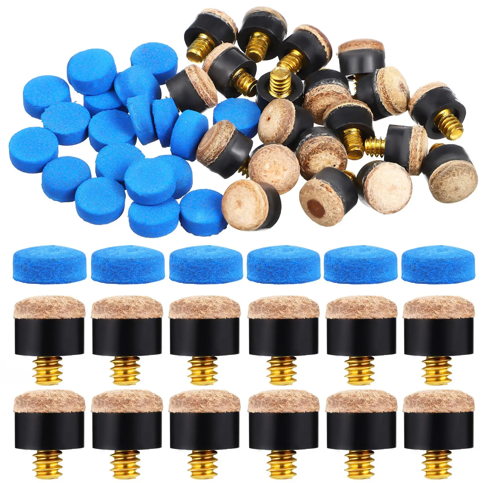 

40 шт. насадки для кия 10 мм, винт, красный, синий, однослойные запасные части для аксессуаров для тренировок в бильярд