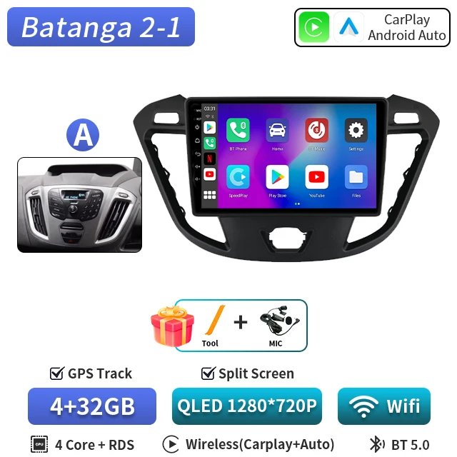 Android 16 voor Ford Tourneo Custom 1 I Transit 2012-2021 Qualcomm Snapdragon Navigatie 5G Multimedia Speler Auto Carplay auto - afbeelding 1