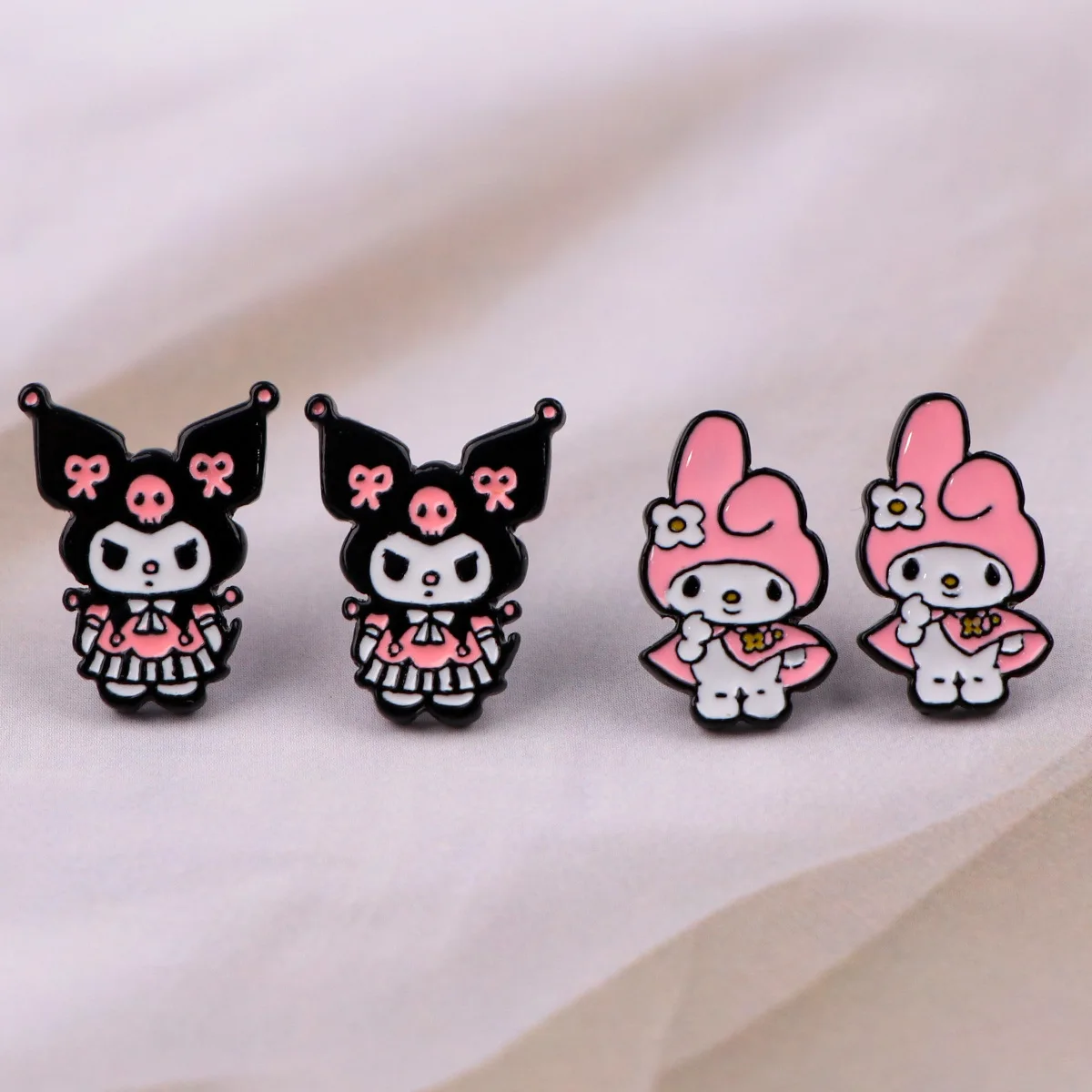 Cartoon Kuromi KT Cat Metal Earrings for Women Girl Stud Earring Trendy Stainless Steel Earrings Ear Piercing Jewelry Party Gift