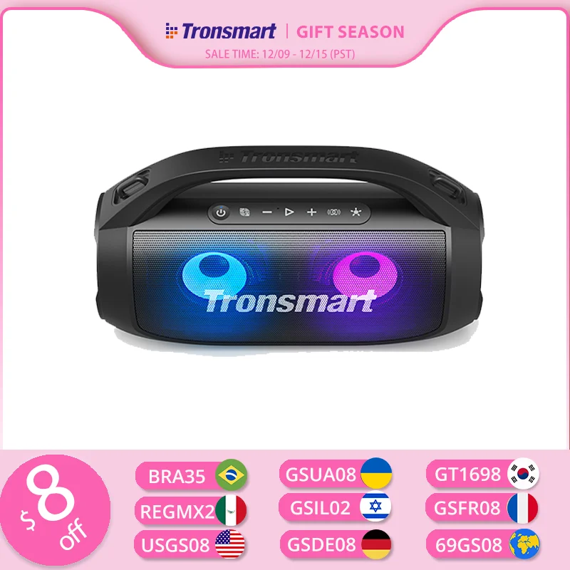 Tronsmart Bang SE Bluetooth Speaker Portable Speaker with Bluetooth 5.3, Portable Handle, 24-Hour Playtime, for Party, Camping