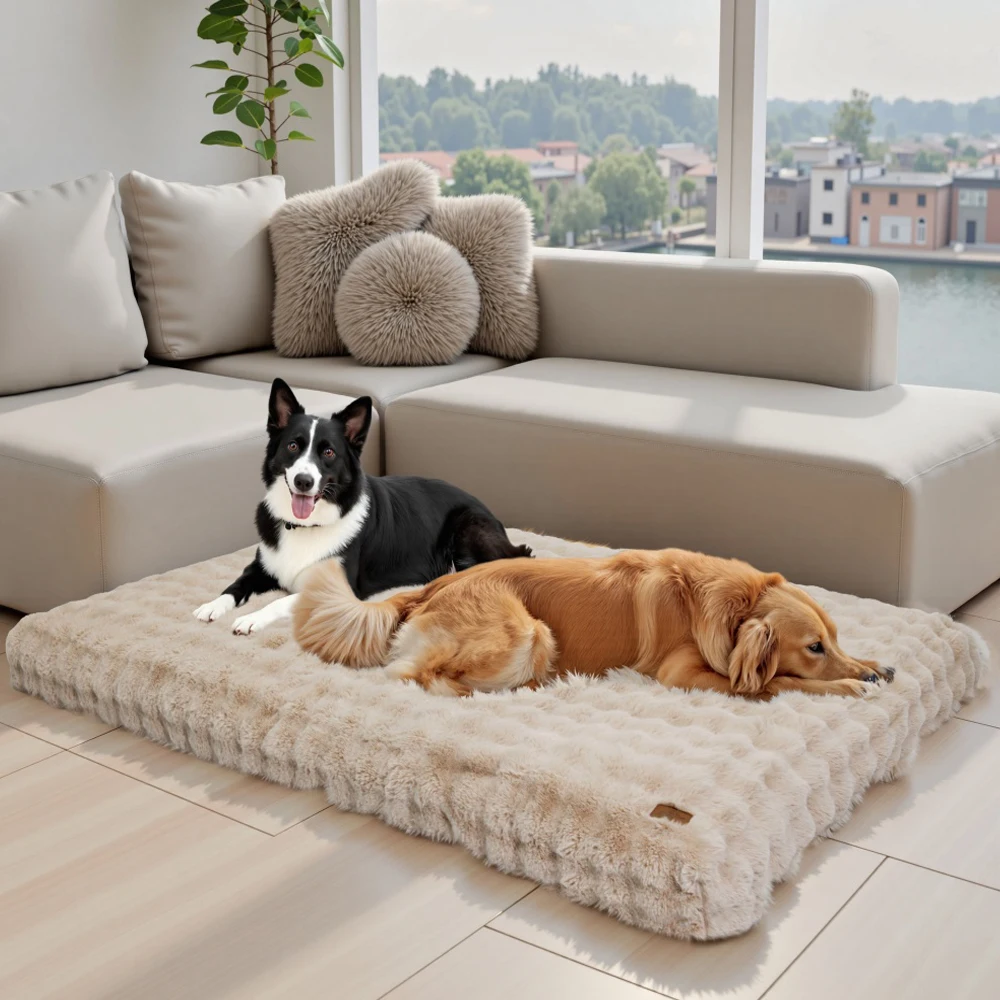 Cama para perros Ultra de felpa, cojín suave para mascotas, caja grande para perros, colchón para cachorros, estera lavable