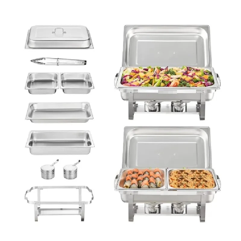 Factory Direct 2026 2/ 4 Pack 8QT Chafing Dish Buffet Set Stainless Steel Chafer Catering Warmer Server for Party Banquets