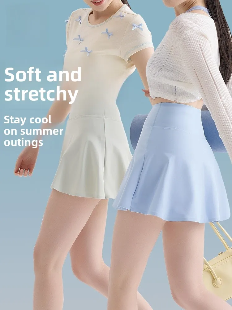 

Спортивная юбка с высокой талией для фитнеса, бадминтона, йоги, бега, тенниса, А-силуэт, непрозрачная, для прогулок