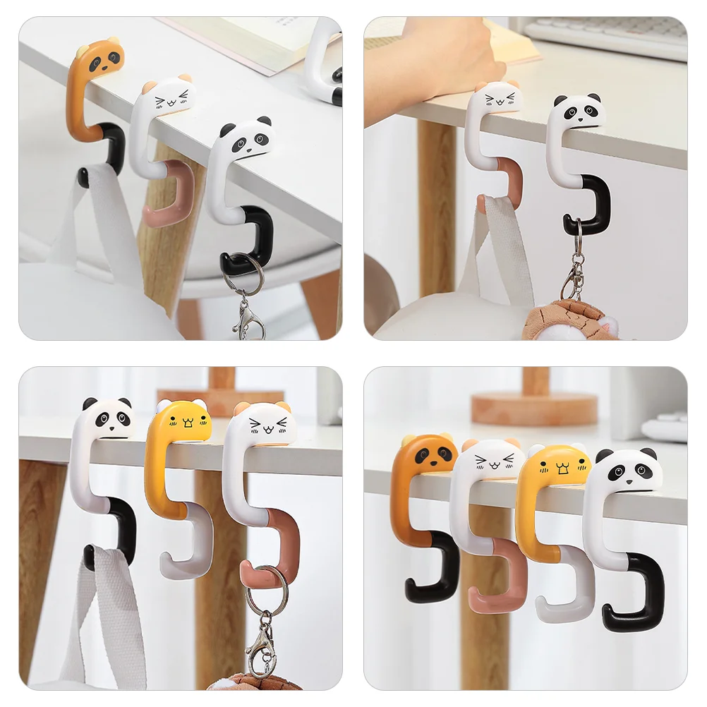 4 Pcs Cartoon Animal Desktop Hook Bag Hooks Hangers Backpack up Novelty Handbag Abs Student The Tote