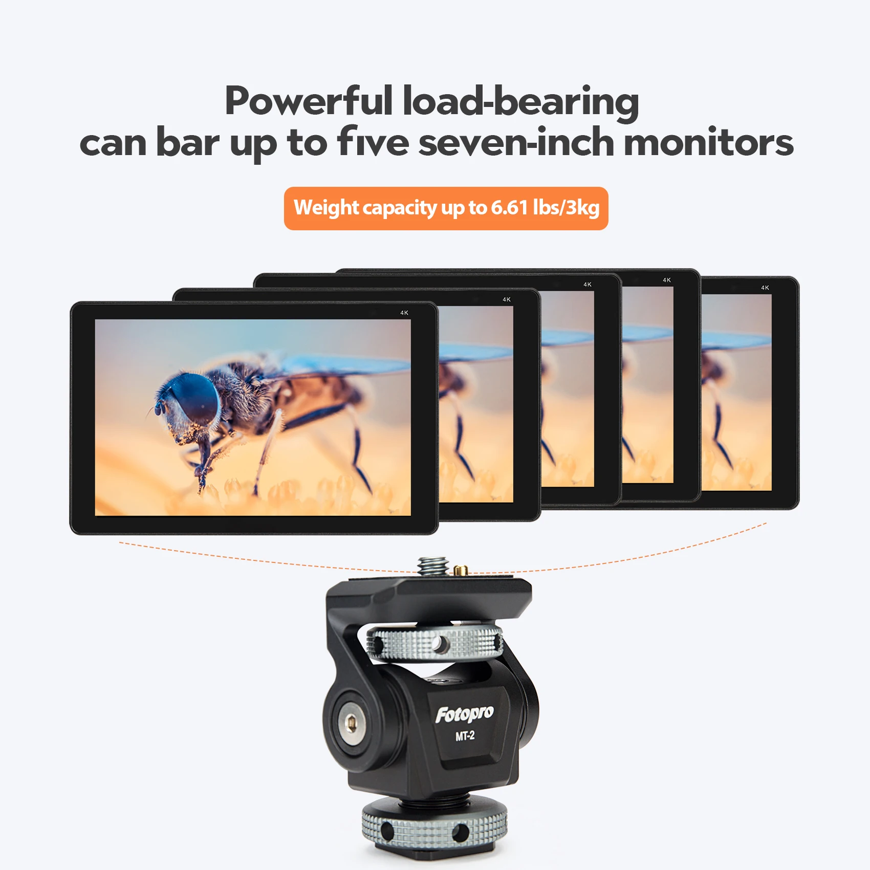 Fotopro-Mini Monitor de Montagem com Sapata Fria, 1/4 "Parafuso, Câmera ajustável Suporte Monitor para Flash Microfone