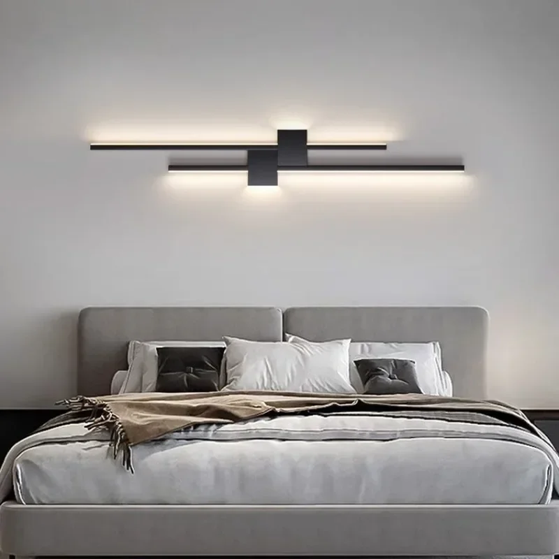 Lámparas de pared con luces LED, decoración de sofá, sala de estar, Fondo de TV, rejilla de madera, barra de dormitorio, tira larga