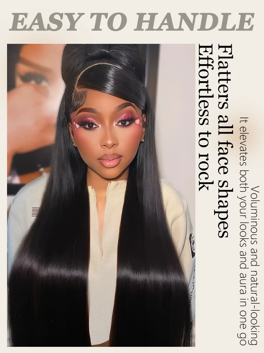 13x6レースフロントウィッグ ストレート 36インチ 220%密度 ナチュラルブラック HD透明レースフロント ブラジル人毛ウィッグ 女性用