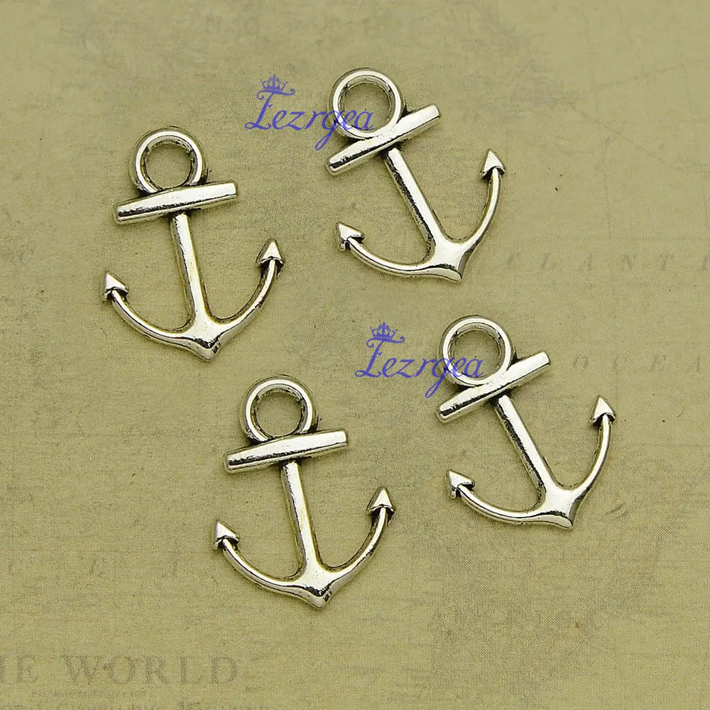 50pcs/lots Vintage Anchor Charms Rudder Pendants For Diy Jewelry Making Findings Supplies Accessories Wholesale Bulk Items