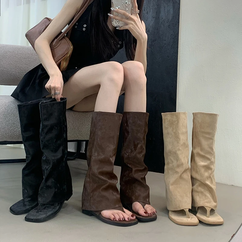 Hollow Out Women's Boots Velvet Cuff Mid-Calf Fashion Boots Korean Style Spring Autumn PU Leather Lined Thick Heel Boots