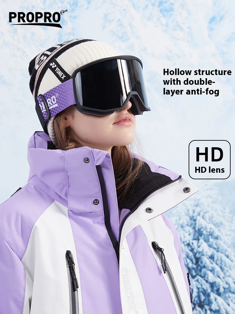 PROPRO Magnetic Professional Ski Goggles with Case 100% Anti-fog UV400  Lens Protection Men and Women Snow Protection Glasses