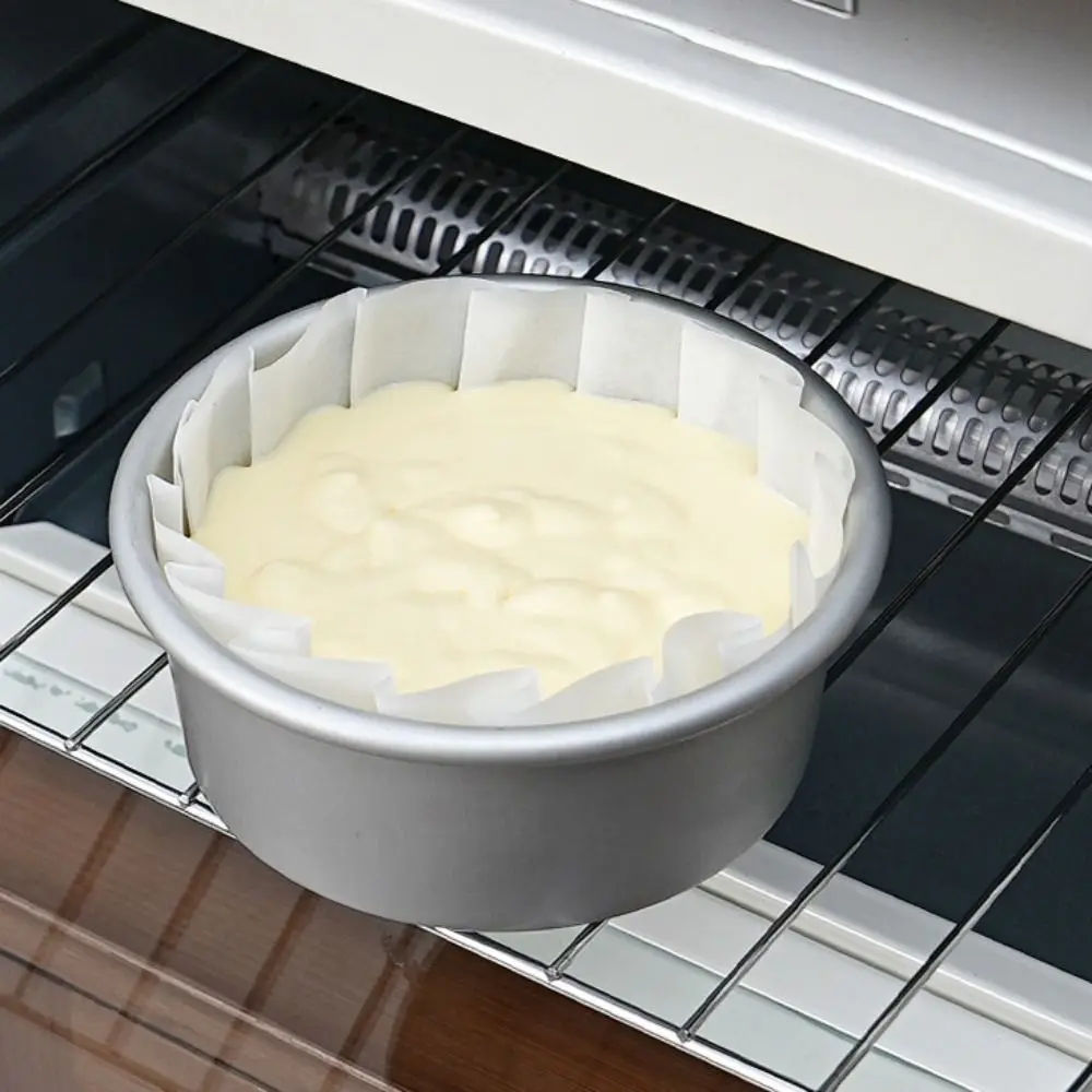 50/100pcs 4/6/8 Inch Basque Cheesecake Oil Paper Tray Non-stick with Ruffled Edges Mousse Cake Wrapper Easy Demoulding Foldless