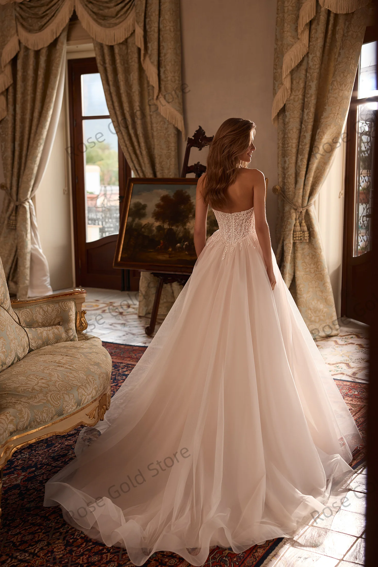 Vestidos de novia blancos simples para mujer, vestidos de novia formales de encaje con forma de corazón, batas de tul de playa personalizadas de Soriee