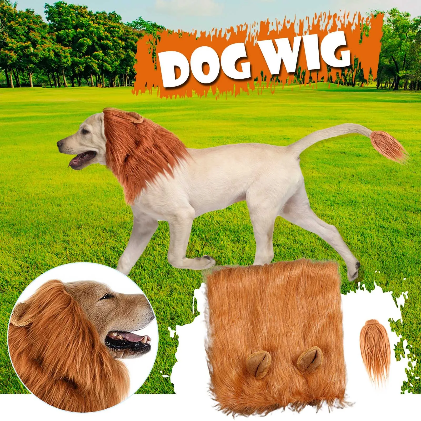 Pet Dog Mask Cosplay Clothes Lion Mane Cap Ears With Tail Suit Dog Costumes Lion Wig For Golden Retriever Labrador Cute Dress Up