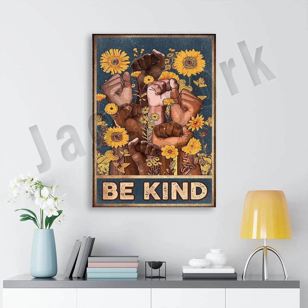 ملصق Be Kind، ملصق النسوية، ملصق المرأة السوداء، ملصق الحقوق المدنية، ملصق BLM، أمريكي أفريقي، ملصق الصحة العقلية