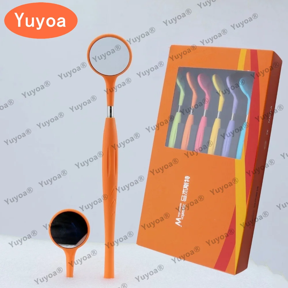 6pcs/set High Quality Dentistry Autoclavable Mouth Mirrors with Root Canal Measurement Premium Front Surface Reflector Oral Exam