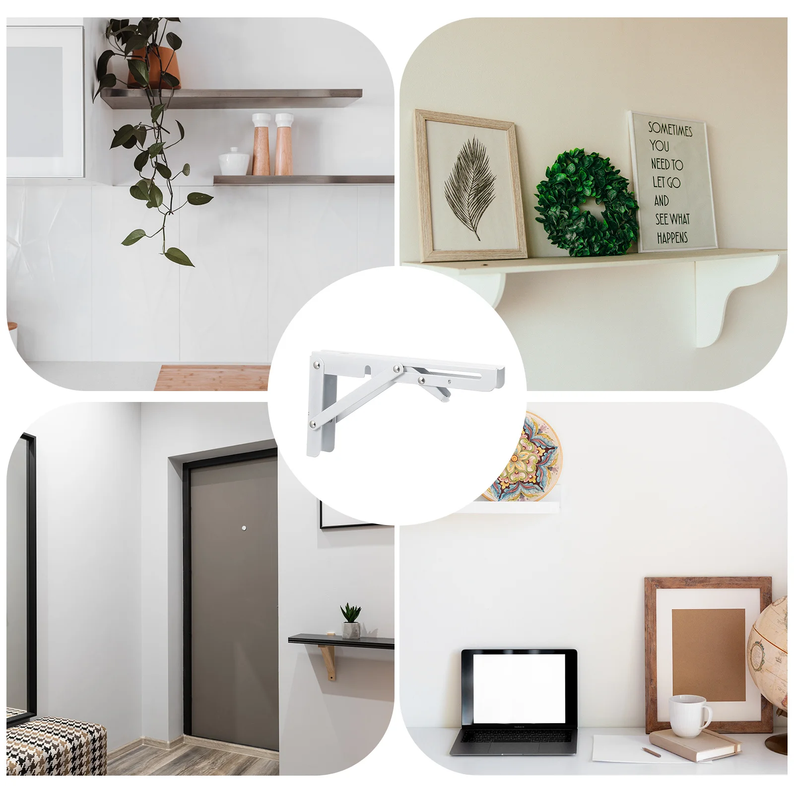 

2Pcs 10 Inch Folding Shelf Bracket Thickened Stable Load Bearing Wall Mount Rack L Shaped Brackets Space Utilization