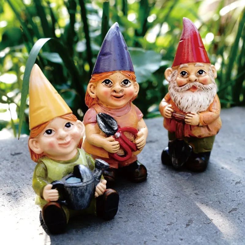 European Mini Garden Dwarf Sculpture Ornament Outdoor Courtyard Balcony Potted Plants Micro Landscape Elf Furnishings Decoration