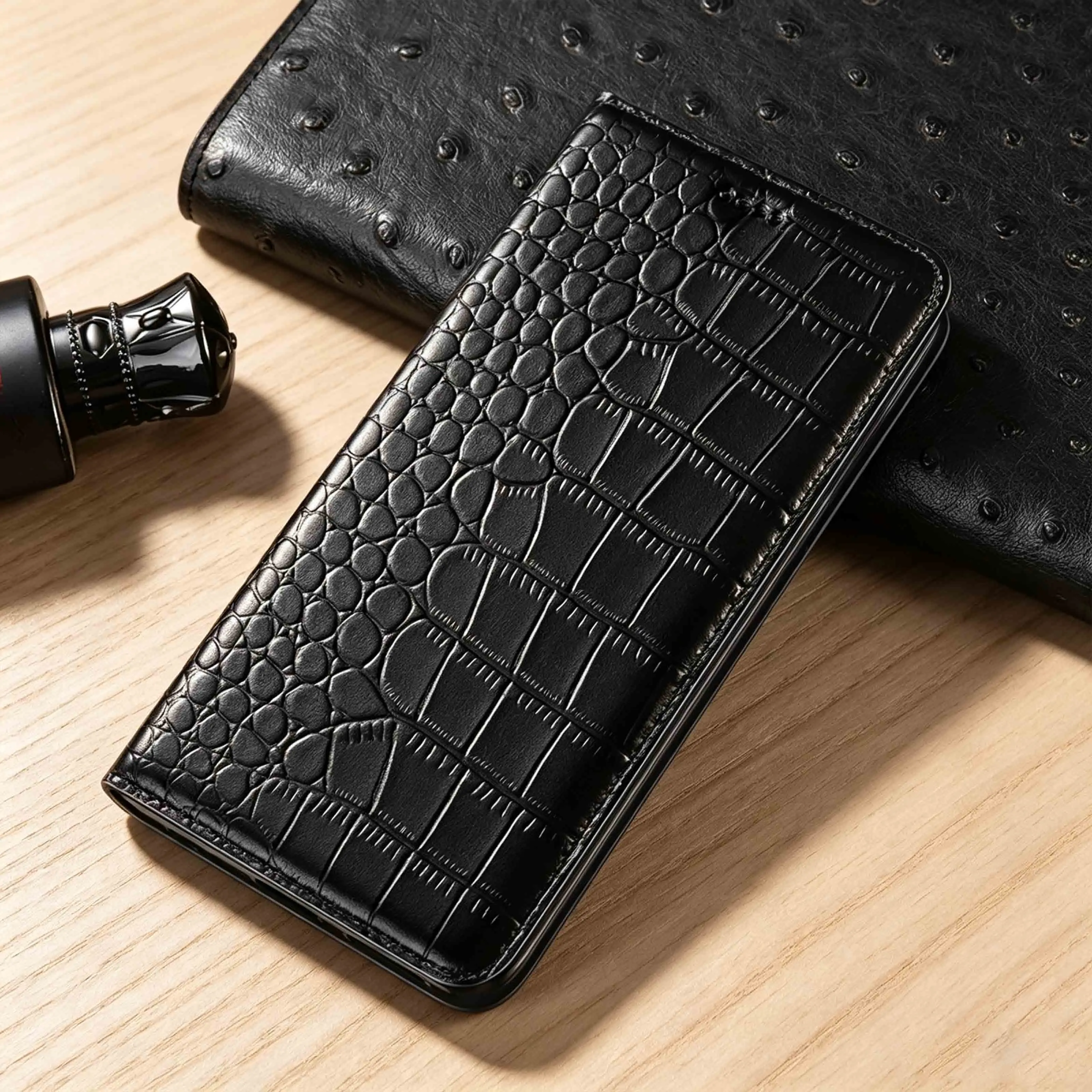 Crocodile Genuine Leather Flip Case For Honor X6A X6C X6D X7 X7A X7B X7C X7E X8 X8A X8B X8C X8D X9A X9B X9C X9D Plus Phone Case
