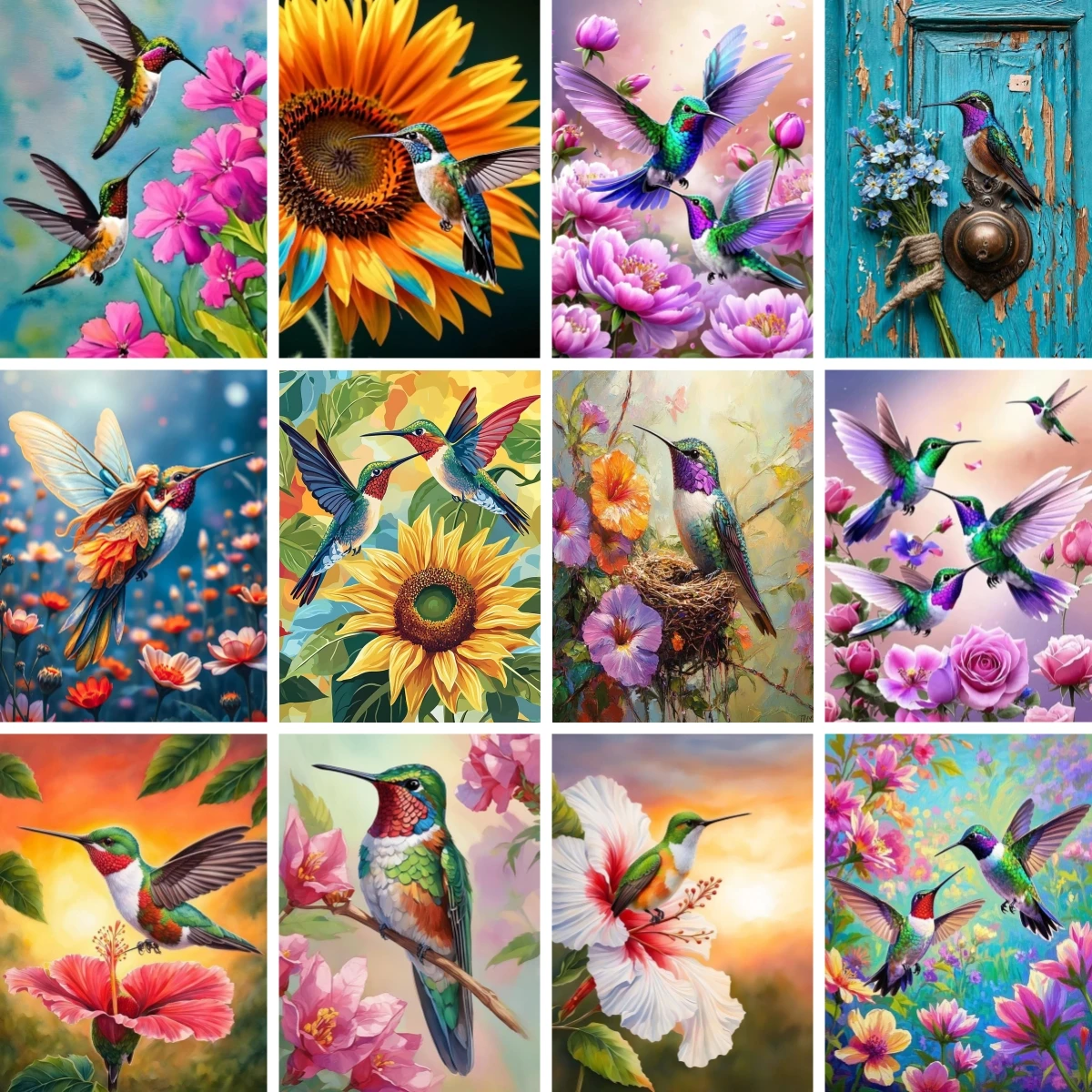 

Алмазная мозаика DIY: Яркий колибри в полете, 5D, полная выкладка, вышивка крестом, экзотическая птица, подарок, максималистский декор в стиле джунглей