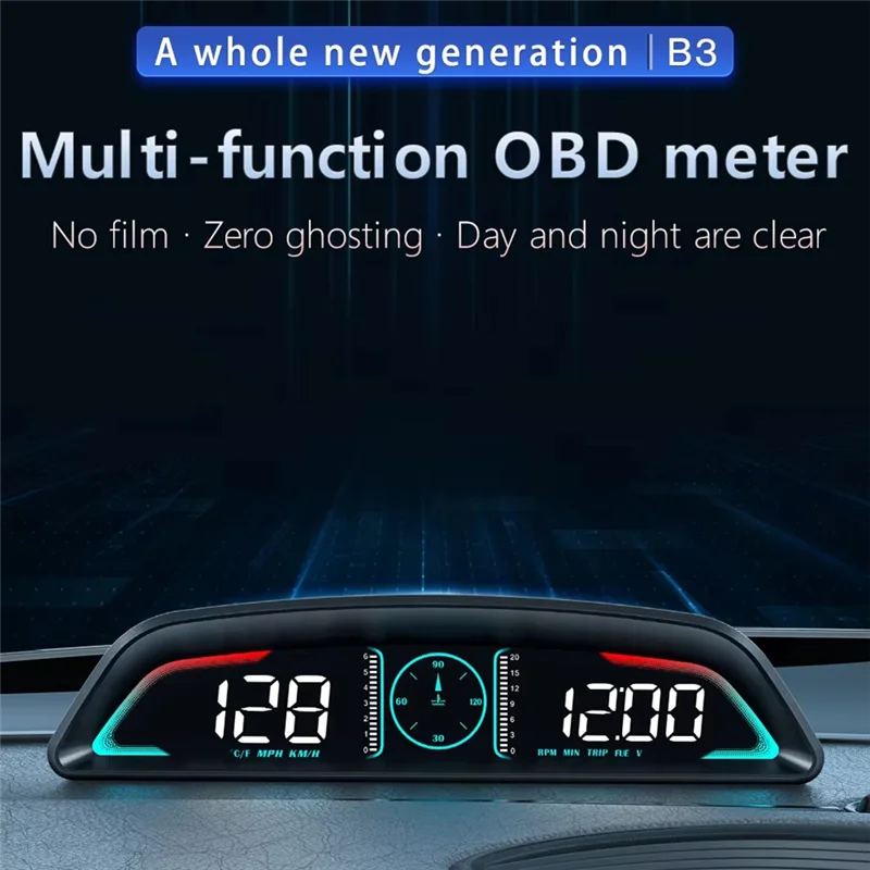 

New Arrival Car HD Head-Up Display OBD2 GPS Smart HUD Auto Digital Speedometer RPM Voltage Security Alarm Display