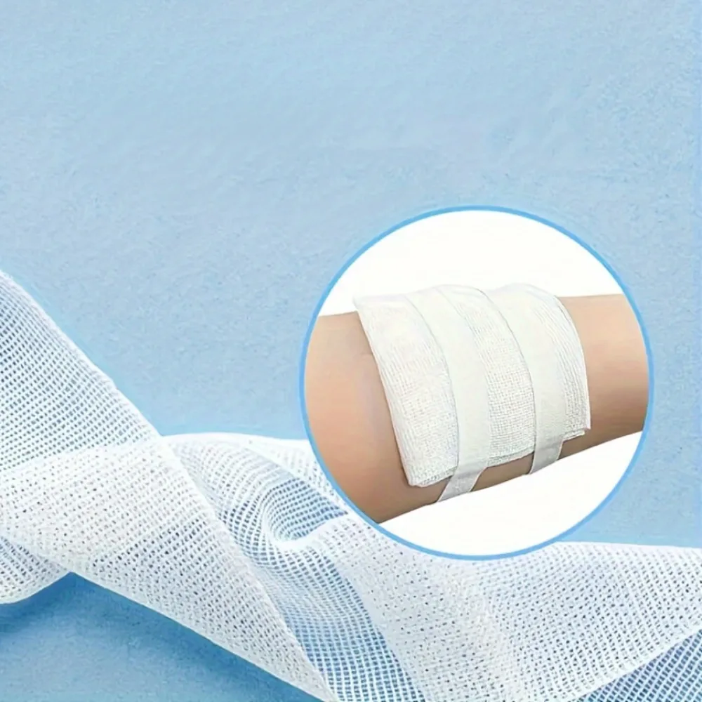 10Pcs Non-Sterile Disposable Cotton Gauze Pads Absorbent Dressing Wipes Bandage Roll for First Aid Kit and Wound Care
