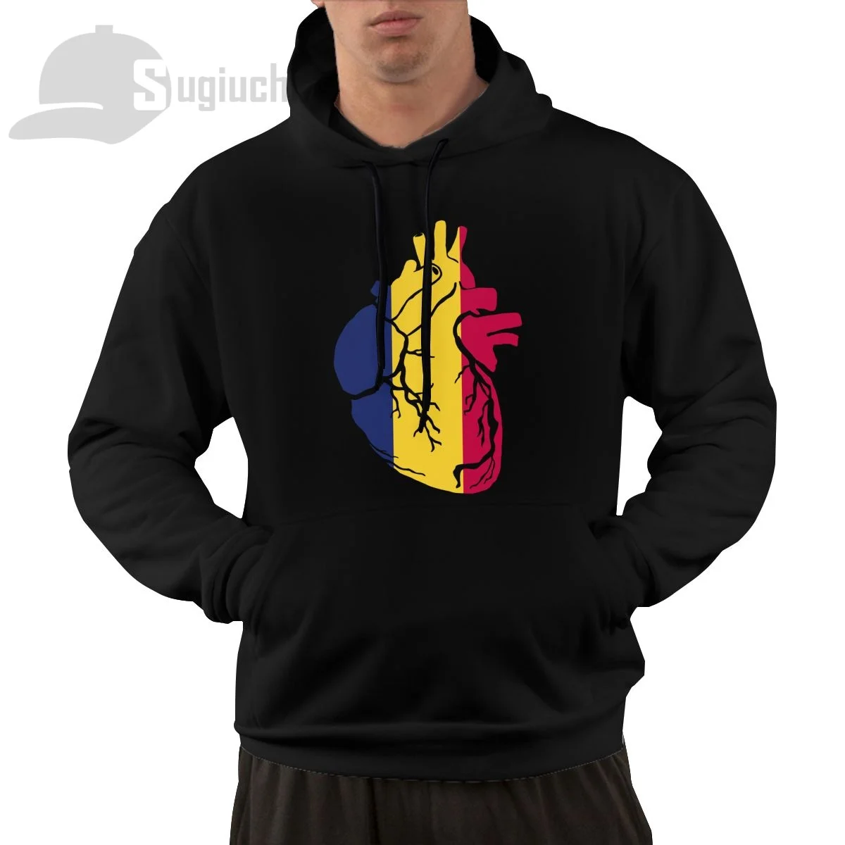 CHAD Anatomical Heart Shape Country Flag Cotton Pullover Hoodie Men Women Unisex Hip Hop Style Sweatshirt