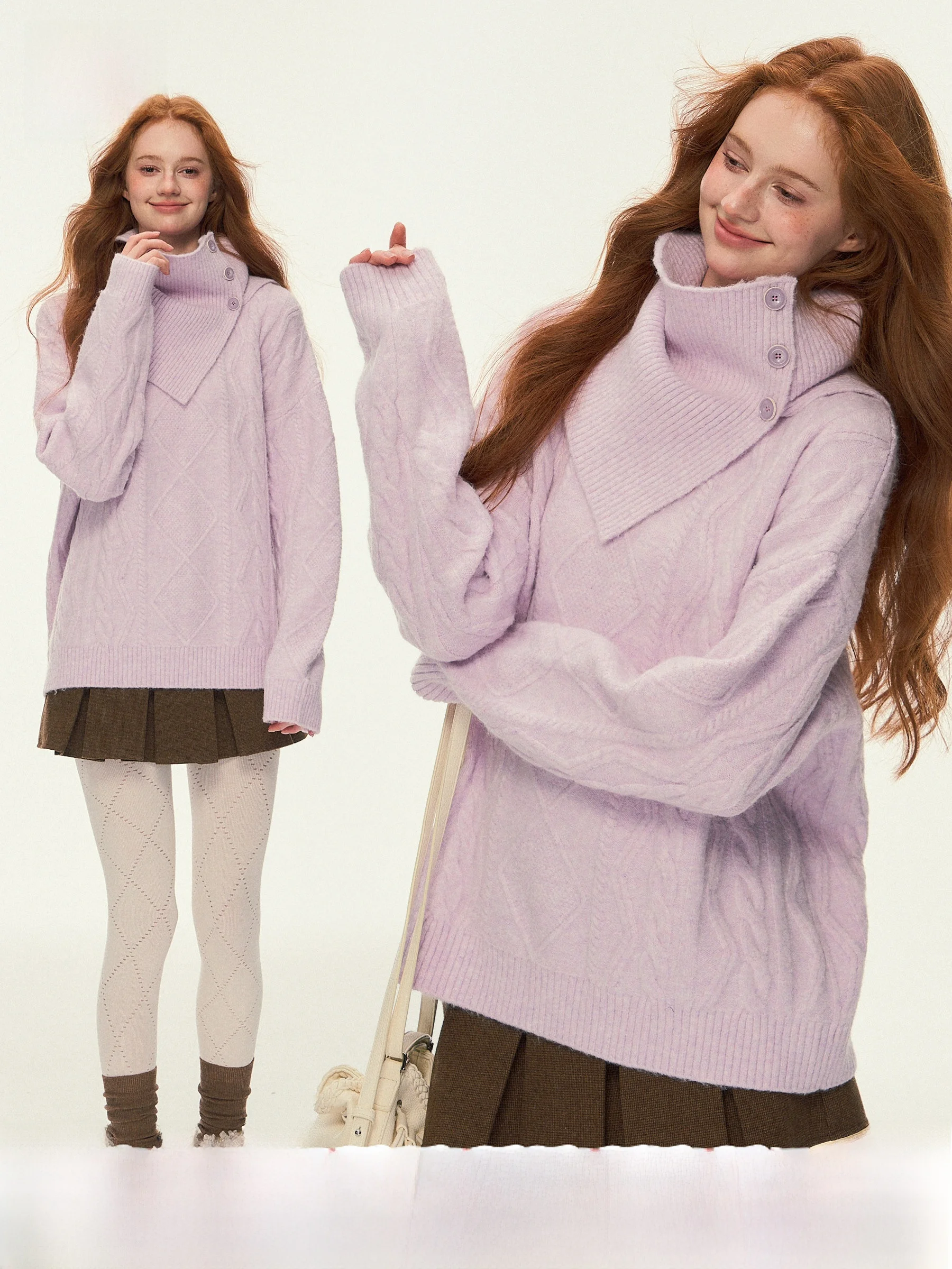 

FFREEDOM Съемный вязаный свитер-шарф с высоким воротником, свободный крой, осенне-зимний теплый вязаный топ для женщин