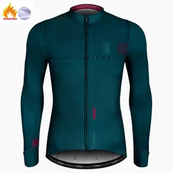 Winter Cycling Jersey for Men, Thermal Fleece, Long Sleeve, Race Sweatshirt, MTB Cycling Clothing, Bike Jacket, Black, 2024