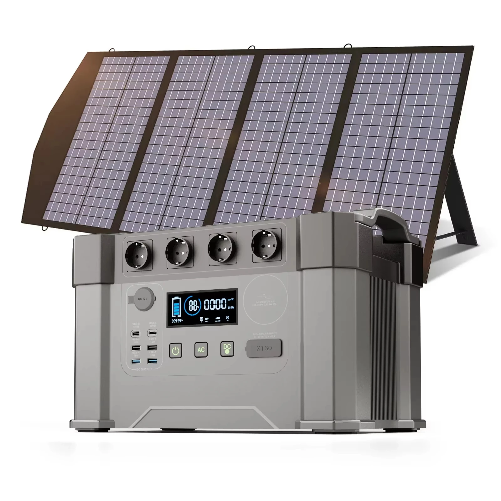 ALLPOWERS Powerstation 2400W Mobile  Energy Storage Power Supply With 18V Solarpanel, 4x2400W AC Outlet,30A RV Plug,UPS Function