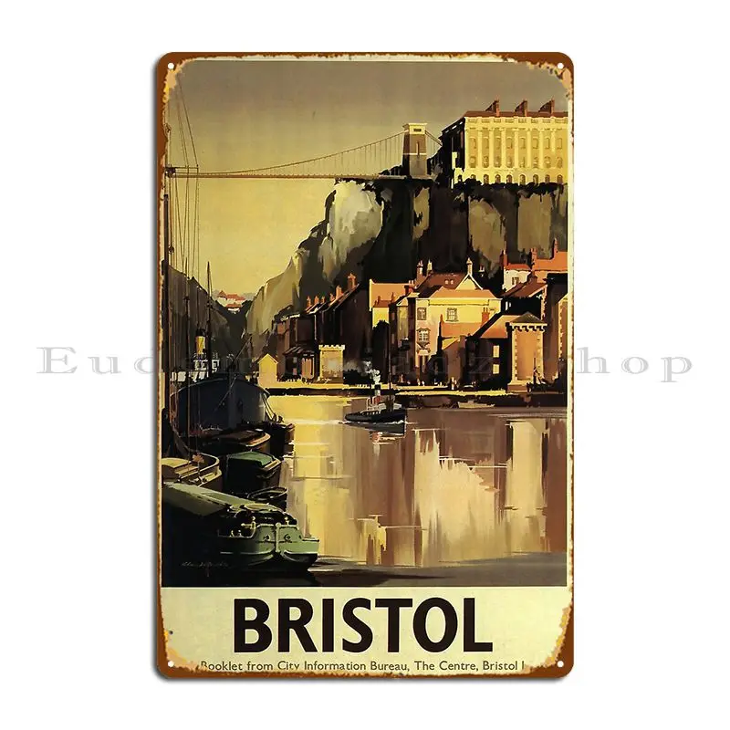 Bristol Vintage Travel Poster Metal Sign Custom Wall Decor Custom Garage Plaques Tin Sign Poster